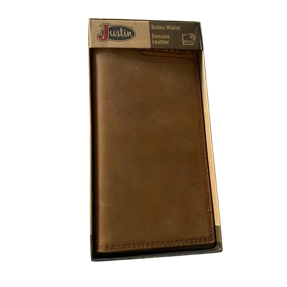 NWT Men’s JUSTIN'S RODEO GENUINE LEATHER WALLET Two Toned Brown 22054767W3